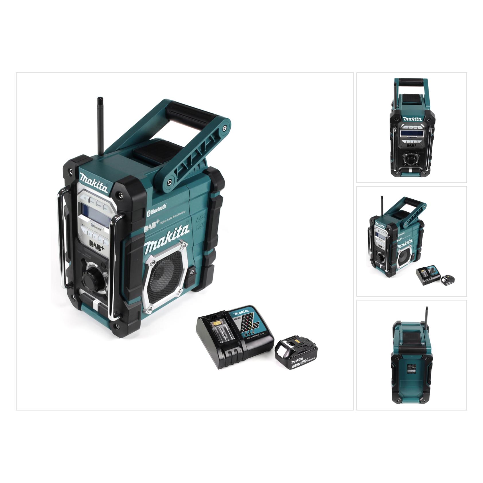 Makita DMR 112 RT1 Akku Baustellen Radio 7,2 - 18V Bluetooth DAB+ + 1x 5,0Ah Akku + Ladegerät (DAB, DAB+, FM, Bluetooth) (DMR112RT1)