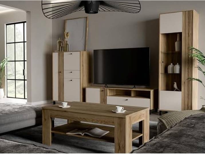 möbelando Couchtisch >KILLARNEY< in Mauvella Eiche - 110x45,5x60cm (BxHxT)