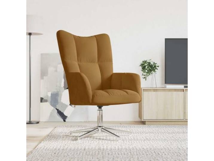 WHOPBXGAD Samt 360 Grad Drehbar Modern Braun Relaxsessel Braun Samt Drehsessel mit Samtbezug 360 Grad drehbar Stahlgestell Modern Wohnzimmer Schlafzimmer