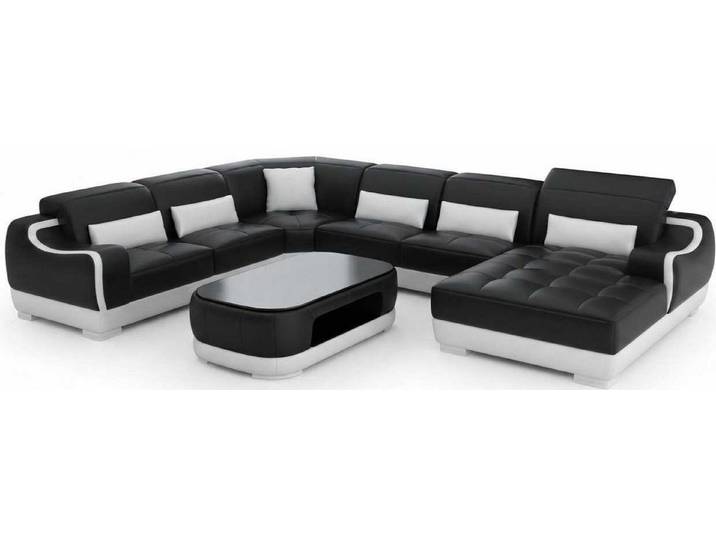 JVmoebel Wohnlandschaft Modernes Schwarzes Ecksofa U Form Wohnzimmer Couchtisch Luxus Design, 2 Teile, Special features