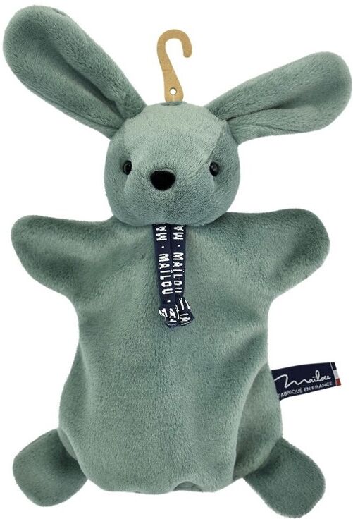 Doudou marionnette Dorlotin Lapin Vert Sauge - Maïlou Tradition