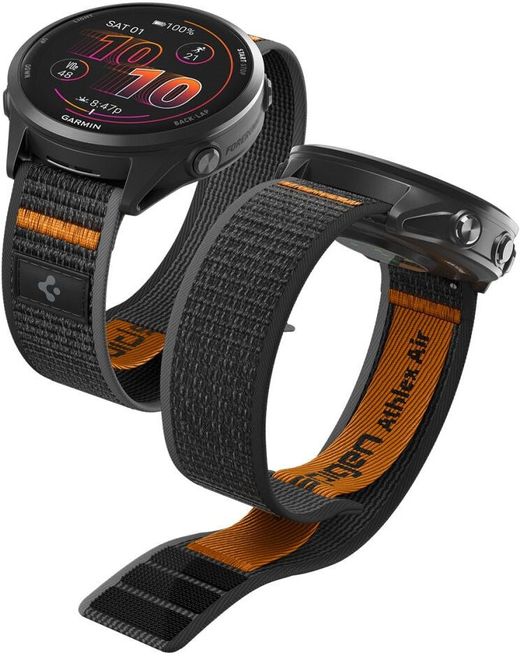 Spigen Athlex Air Universal Nylon Urrem (22mm) - Sort / Orange