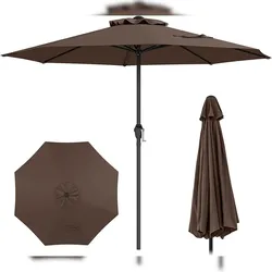 COSTWAY Sonnenschirm 250 cm, Gartenschirm mit Kurbel, Terrassenschirm mit 8 Speichen, Balkonschirm