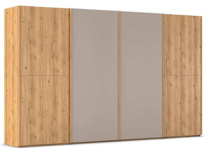 Schwebetürenschrank, Braun, 360x223 cm, Holz teilmassiv, 4 Türen, Modern, Rauch