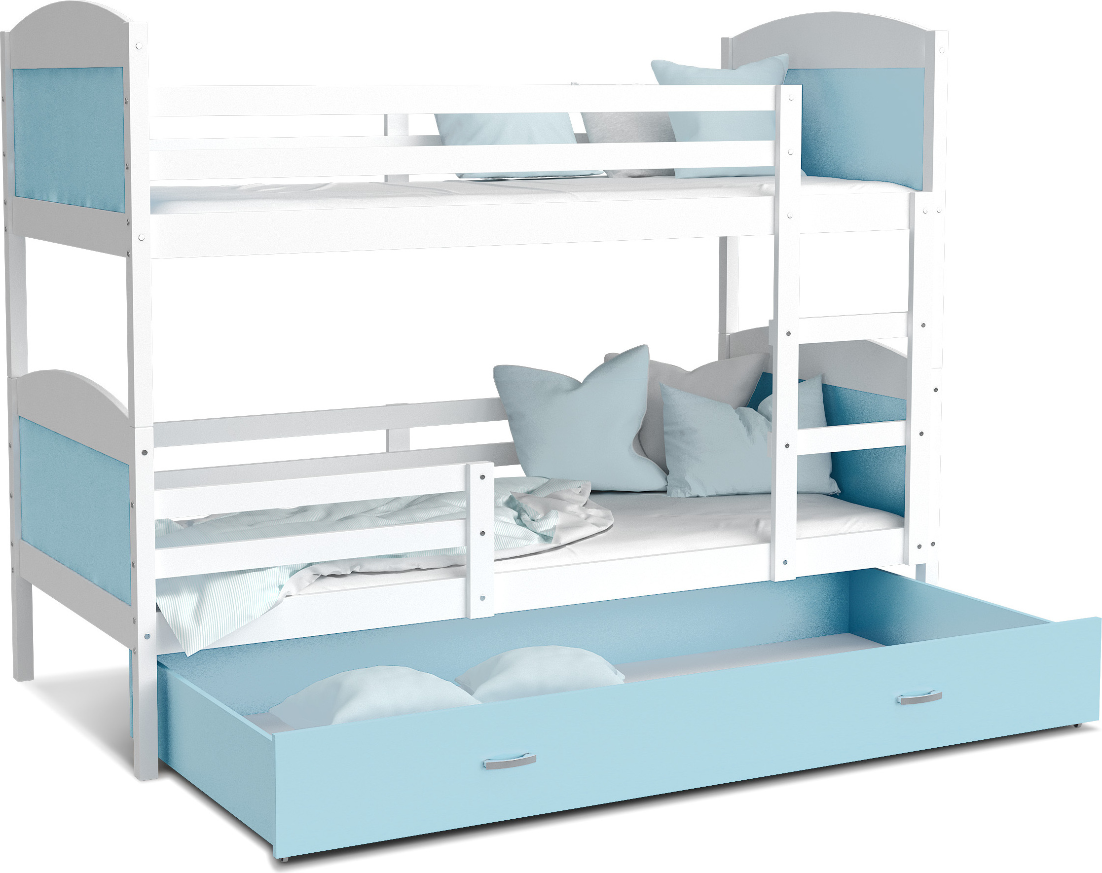 Etagenbett hochbett kinderzimmer kinderbetten jugendzimmer 190x80 weiss blau