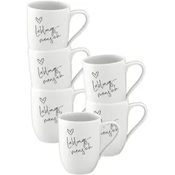 Villeroy & Boch, Tasse, Multipack Statement Becher mit Henkel Lieblingsmensch - 6 Stück (290 ml, 6x)