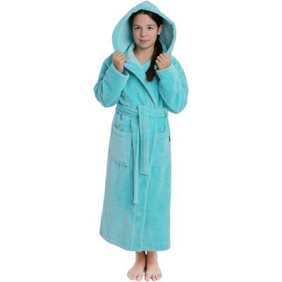 Kinderbademantel WEWO FASHION "8514" Gr. 128, blau (glacier), L:86cm, Baumwoll-Mix, Hausmäntel, mit kuscheliger Kapuze