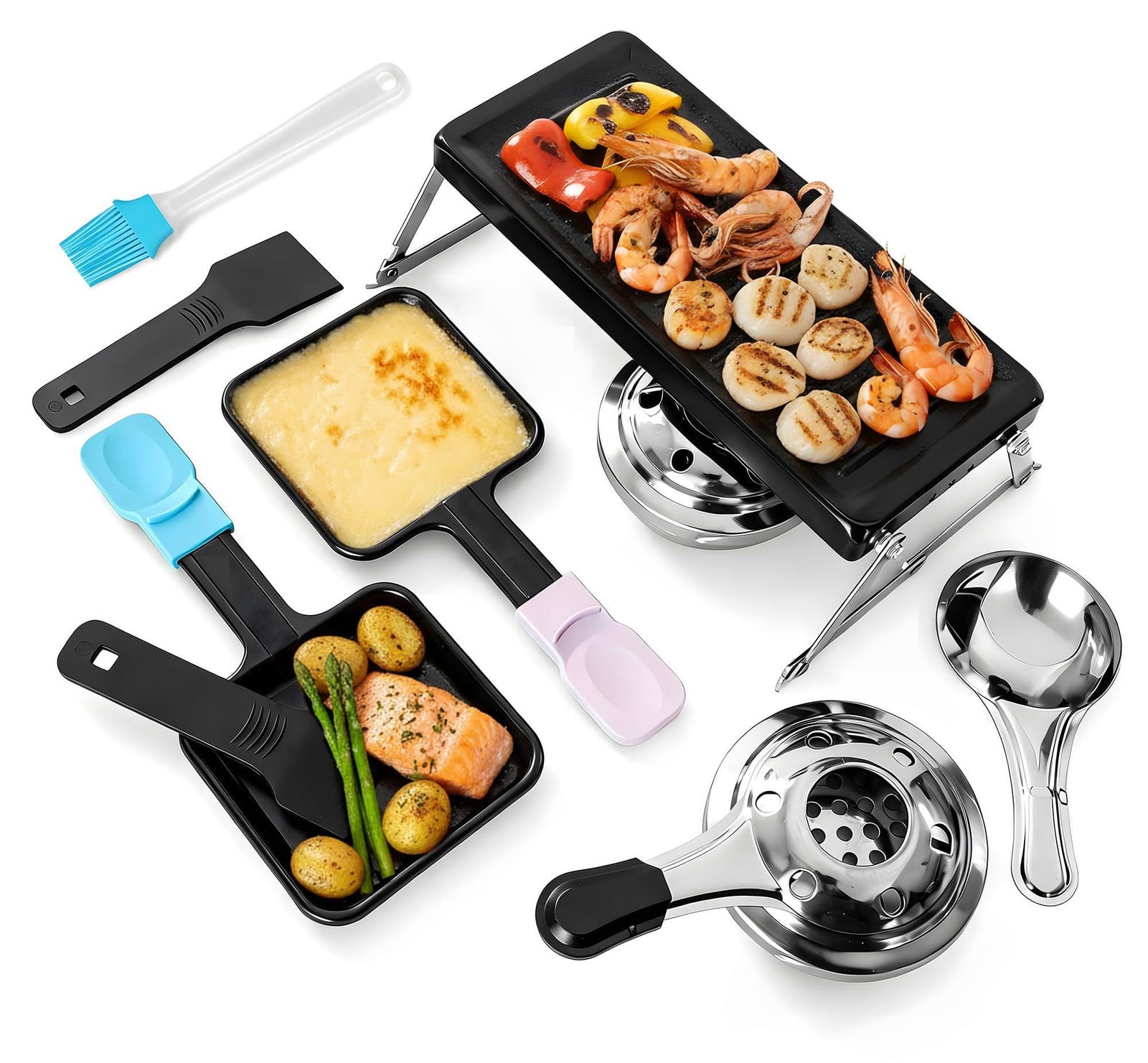 Dripio Mini-raclettegrill voor 2 personen, 8-delig en inklapbaar