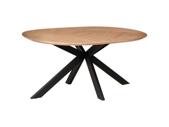 Mid.you Esstisch, Natur, Holz, Metall, Eiche, furniert, oval, Flachrohr, 120x76x160 cm, Esszimmer, Tische, Esstische, Esstische oval