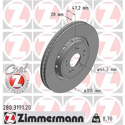 Zimmermann Bremsscheibe [Hersteller-Nr. 280.3191.20] für Honda