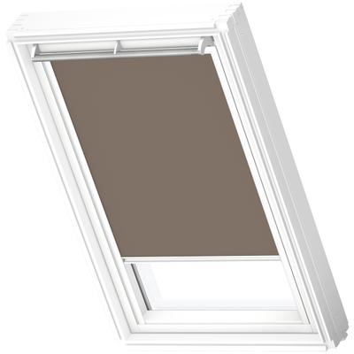Verdunklungsrollo VELUX "DKL U10 4574S", braun (nougat, aluminium), U10, stufenlos positionierbar, Aluminium, Polyester, Rollos, Verdunklungsrollo, alufarbene Führungsschienen & Griffleiste