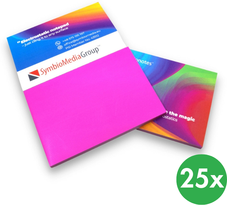 B2B Partner Elektrostatische selbstklebende Haftnotizen Symbionotes 190 x 100 mm, rosa