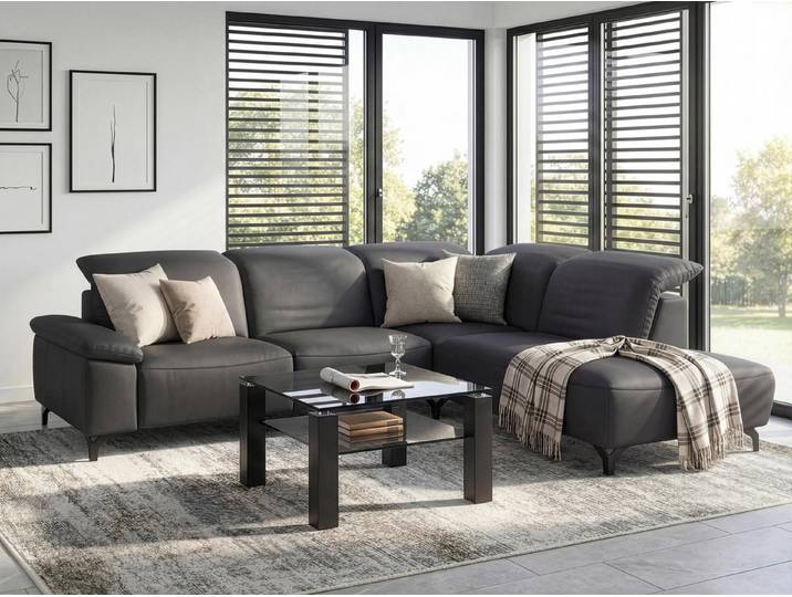 Musterring Ecksofa MR370, 3 Teile, Edles Leder in 3 Farben, Sitzkomfort nach Wahl, Maße 288 x 241 cm