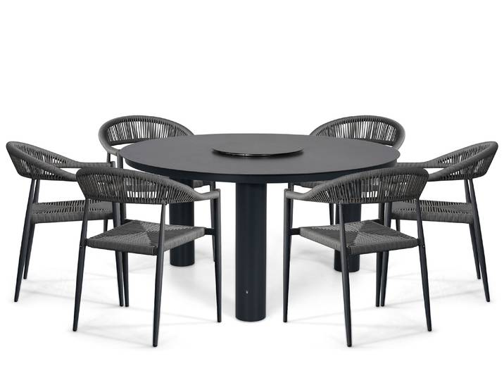 De Laan Granada/Arancia 150 cm dining tuinset 7-delig
