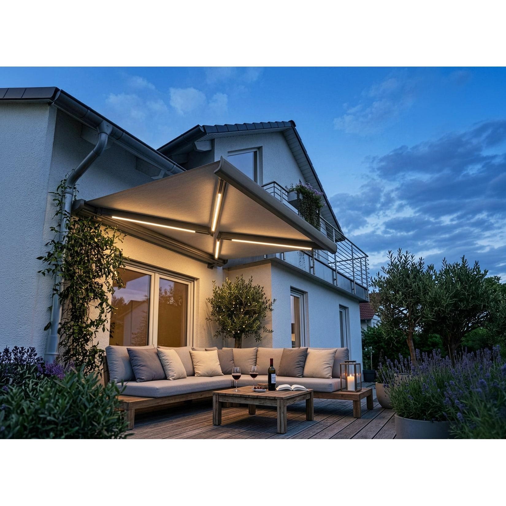 HOME DELUXE LED Vollkassettenmarkise elektrisch ELOS - 395 x 300 cm Anthrazit