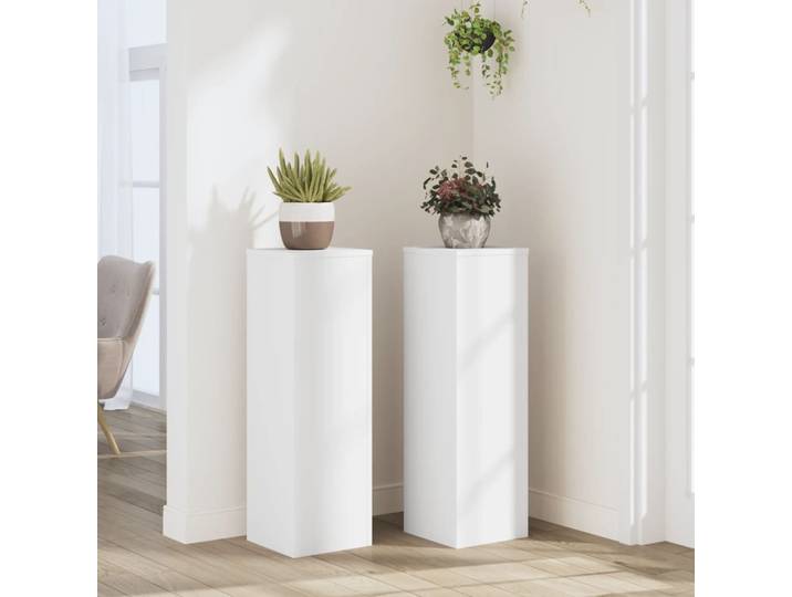 Supports pour plantes, 2 pièces, blanc, 25x25x80 cm, étagère de rangement pour plantes en bois d'ingénierie, présentoir, décoration de jardin