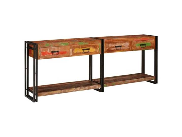 Konsolentisch, 2 Stück, mehrfarbig, recyceltes Holz, robust, rechteckig Robustes Recyclingholz, großzügige Platte, integrierte Fächer, rustikaler Stil, vielseitiges Interieur, einfache Montage