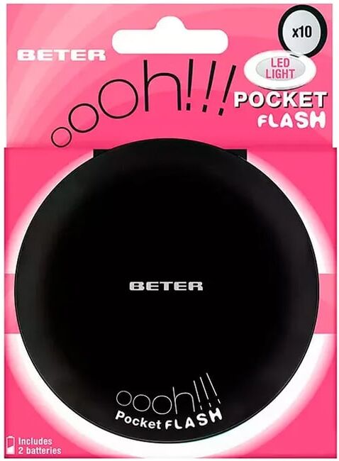 Beter Espelho Ohh! Pocket Flash Com Luz E Aumento x10 #Preto
