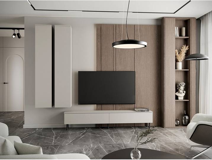 MOEBLINE Wohnwand Medienwand FIVO 4 kaschmir 3tlg. Hängeschränke TV Lowboard