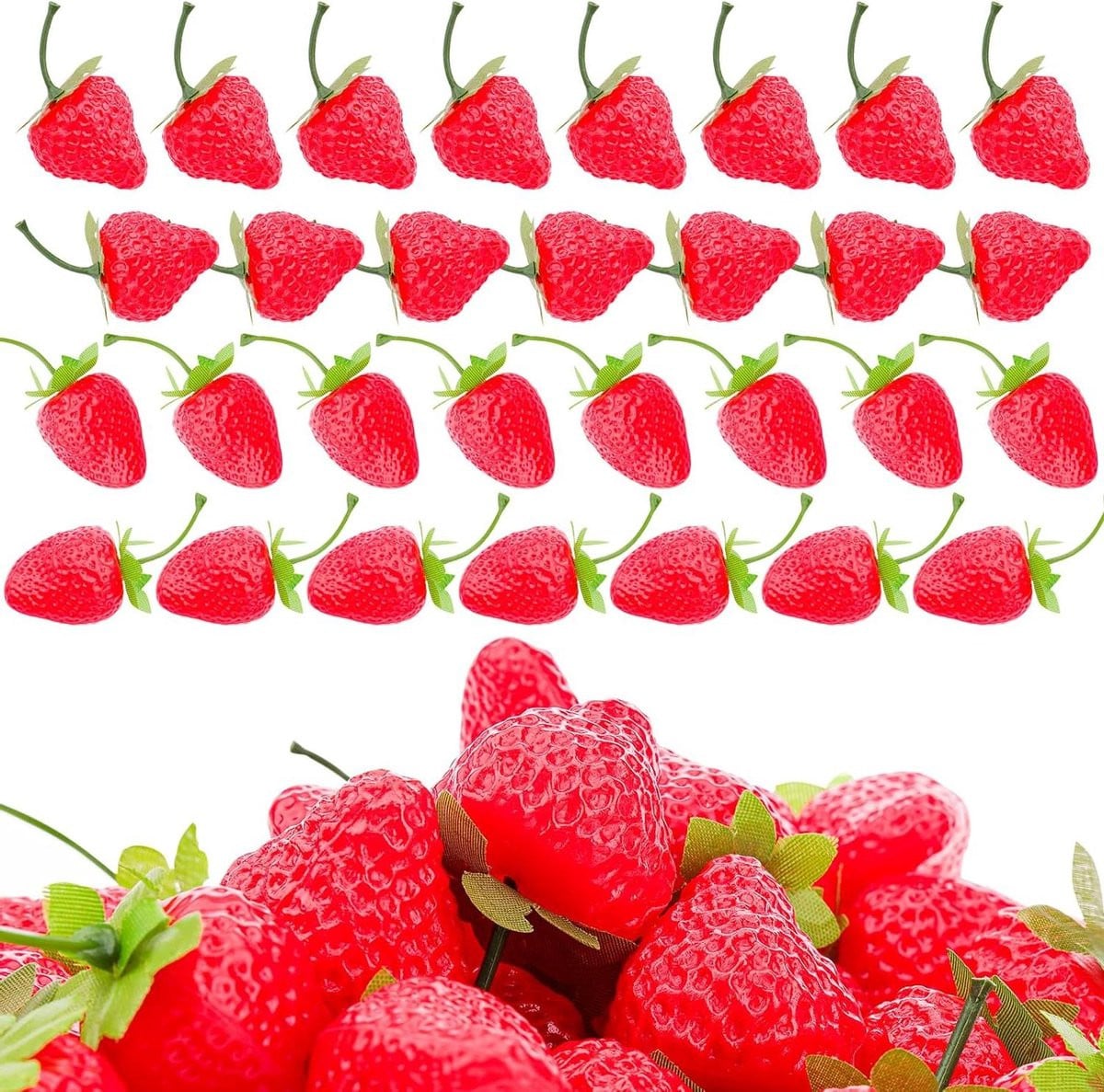 30 stuks Kunst Aardbeien - Realistische Decoratie Fruit - Rood