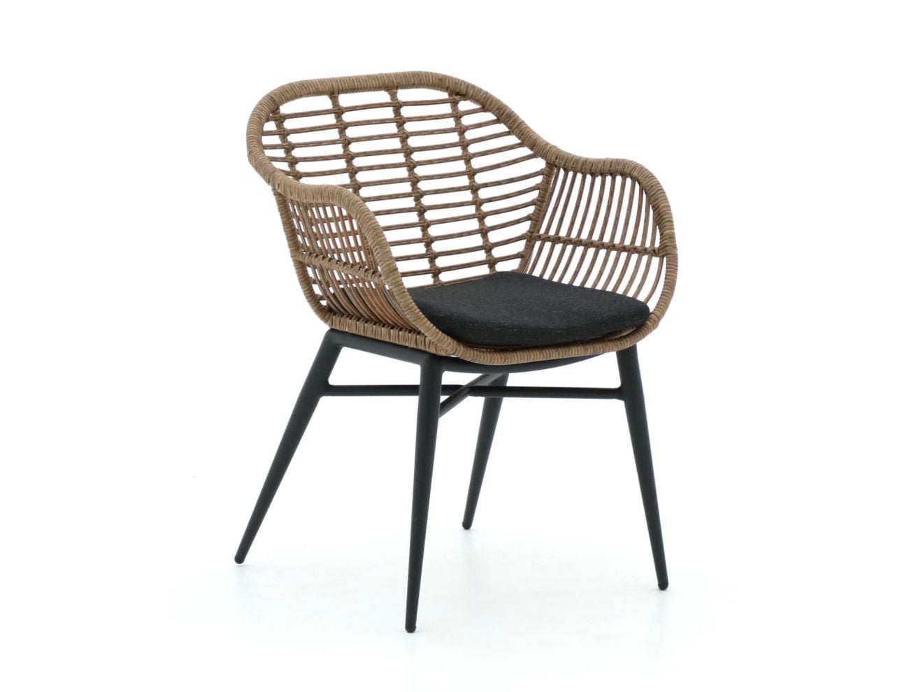 Intenso Azora Dining tuinstoel met armleuningen, Taupe vlechtwerk en aluminium onderstel