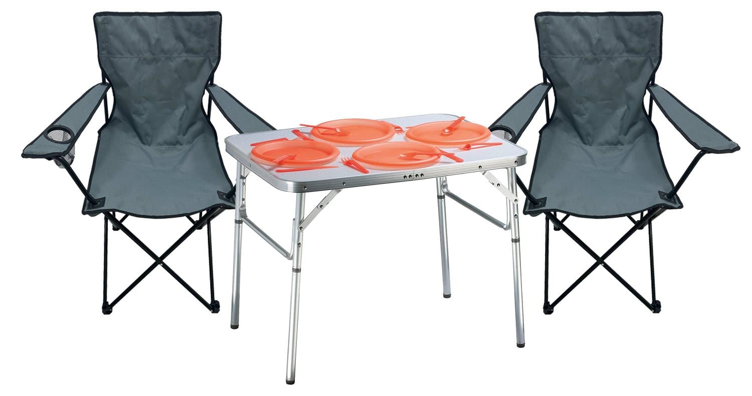 Mojawo 3-delige kampeer meubelset met aluminium kampeertafel en 2 vissersstoelen