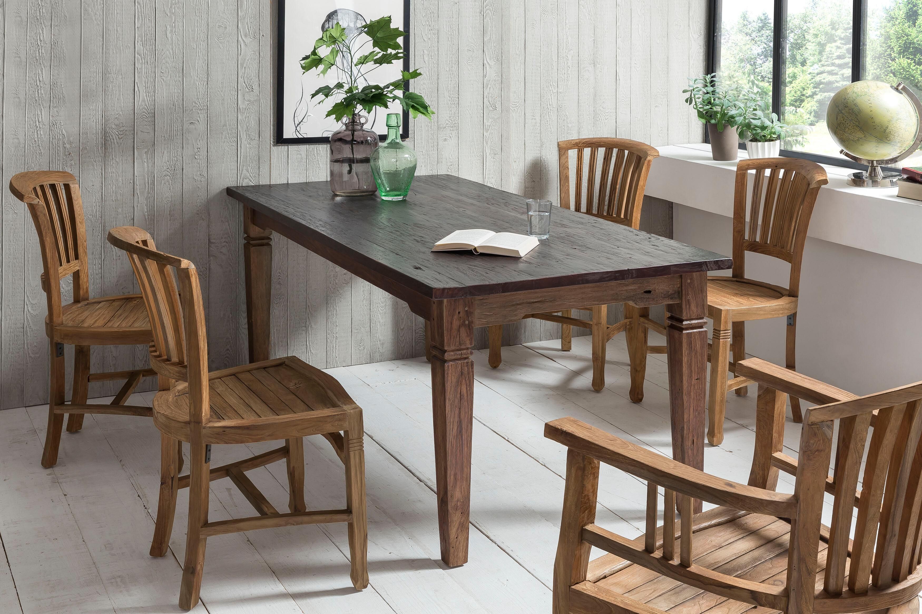 Esstisch SIT "Seadrift Teak Altholz Massivholz Shabby Chic Vintage", beige (natur), B:160cm H:77cm T:90cm, Tische, Esstisch, Esstisch aus recyceltem Teakholz im Shabby Chic Vintage Design
