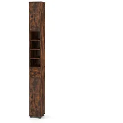 Helloshop26 - Schmaler Aufbewahrungsschrank 20 x 20 x 180 cm mit verstellbaren Einlegeböden für kleine Räume modernes Design braunes 20_0015571