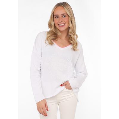 Zwillingsherz "„Positive Mind Neon Kante”", mit Kontrastnaht, V-Neck, washed out Optik, langarm