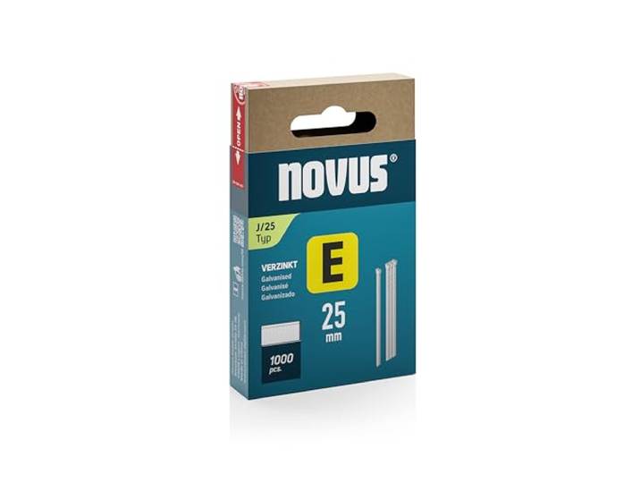 Novus spijkers E type J 25 mm (1000 stuks, materiaal: verzinkt staaldraad, kartonnen verpakking met schuif-FS, nagelset) 044-0091