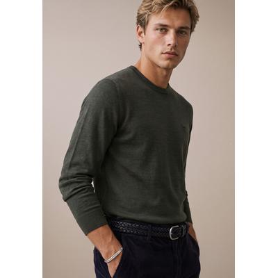 Wollpullover FYNCH-HATTON, Herren, Gr. XL, grün (cypress), Strick, Obermaterial: 100% Wolle, bestickt, unifarben, regular fit hüftbedeckend, Rundhals, Pullover, mit Wolle