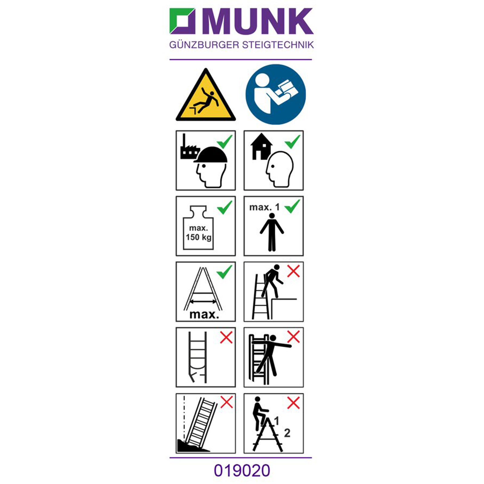 Munk Günzburger Steigtechnik MUNK Produktaufkleber Baugrubenleiter 20 Stück
