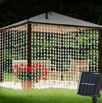 Inspire Curations Solar 8 Mode Outdoor Curtain String Lights white 3mx2m 200leds