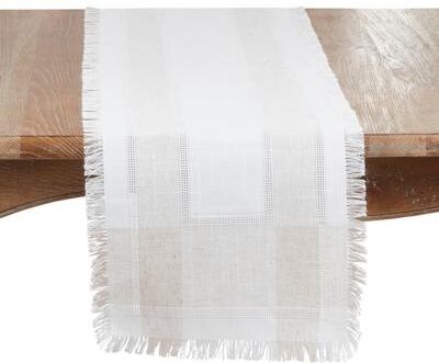 Saro Lifestyle Fringed Table Runner - Non-Reversible Decorative Table Runner for Dining & Console Tables