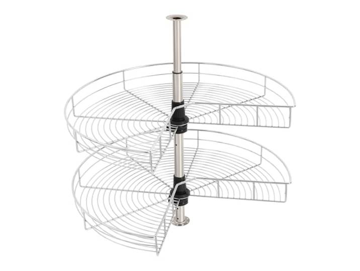 POTYYH Karussell Eckschrank, 2-Stufiger Eckschrank-Organizer 270° Drehbarer Höhenverstellbares Schrank-Karussell Küche Eck-Organizer für Töpfe, Gewürze