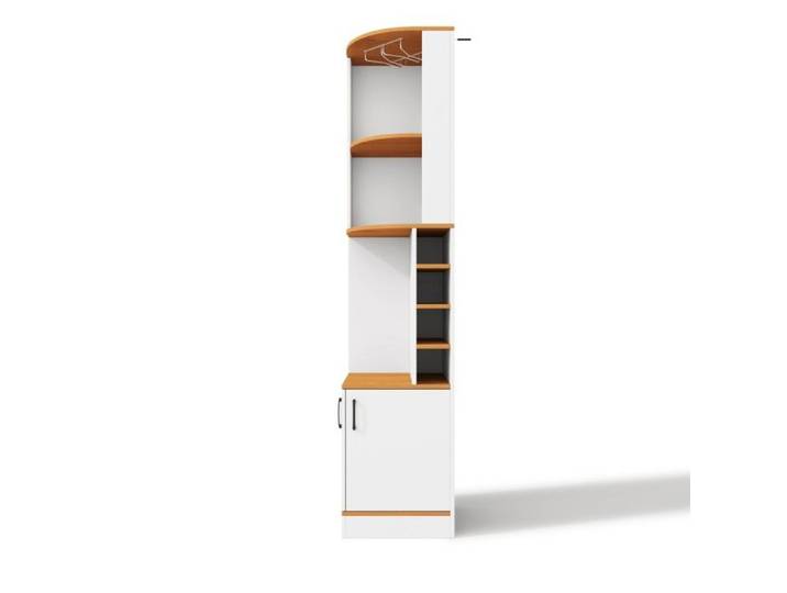 4 Casiers et Porte-Verres Meuble Bar d'Angle Rangement Bouteilles et Vaisselle Buffet Haut Gain de Place 40x40x182cm Salon Cuisine