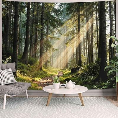 Wandteppich mit Nordlichtern, Kiefernwald, Nachthimmel, Naturlandschaft – Dekoration für Schlafzimmer, Wohnzimmer, Yogaraum und Meditationsraum