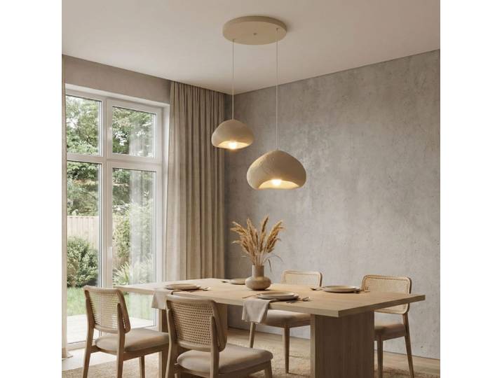 Luminaire design 2 suspensions en fibre de verre beige