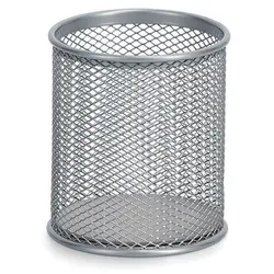 Bleistiftbecher Mesh Ø 8 cm Metall Silber