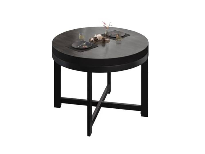 GGMMÖBEL BO Couchtisch Rund Ø70 x H54 cm Wohnzimmertisch Sofatisch Wenge/Schwarz TP: Ø70 x 5 cm Fuß: Ø70 x 50 cm