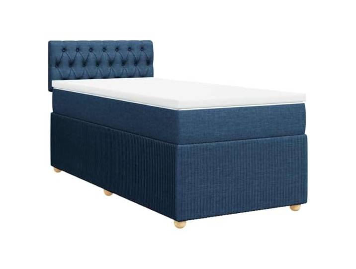 PUGYNBK Boxspringbett, Blau, 90 x 200 cm, mit Matratze Taschenfedern, abnehmbarer Matratzenschoner, Lattenrost, Polyestergewebe
