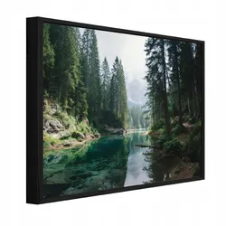 BILDER mit Rahmen Wald Fluss Grün 60x40 cm
