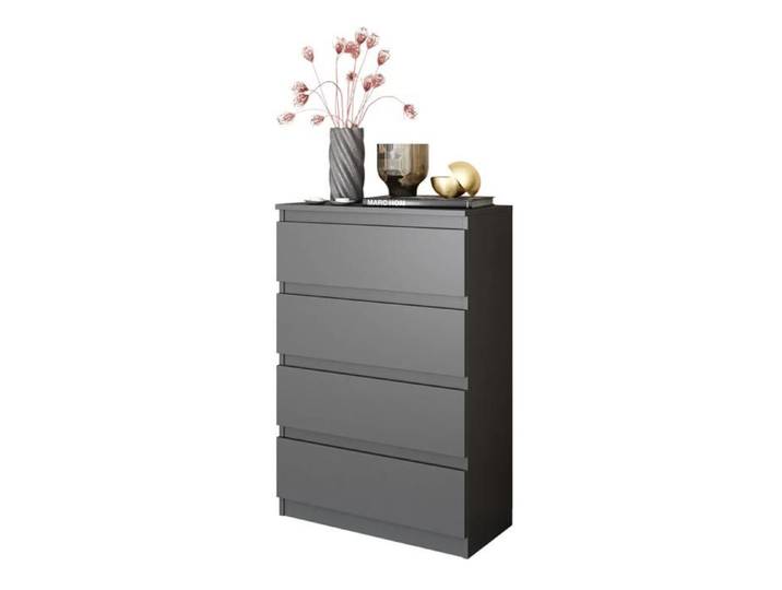 Commode GABRIEL - 4 tiroirs - Table de Chevet Buffet H92cm L60cm P33cm (Anthracite)