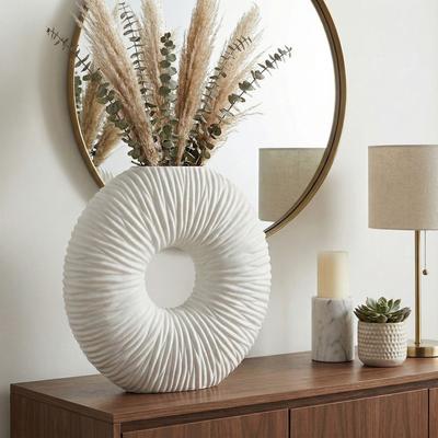 "Sagebrook Home's Unique 21"" Nataly Large Quartz Resin Vase - Elegant White Finish, Perfect for Modern Homes"