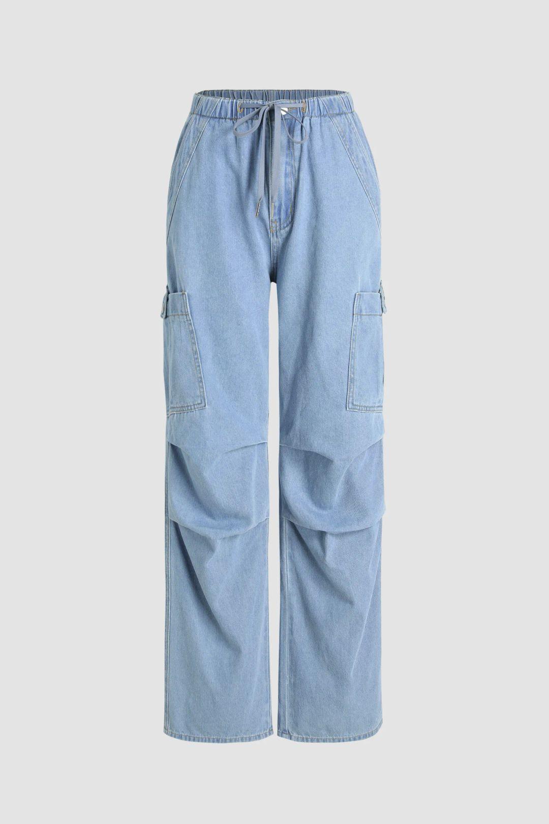 Elastische Bund Cargo-Jeans