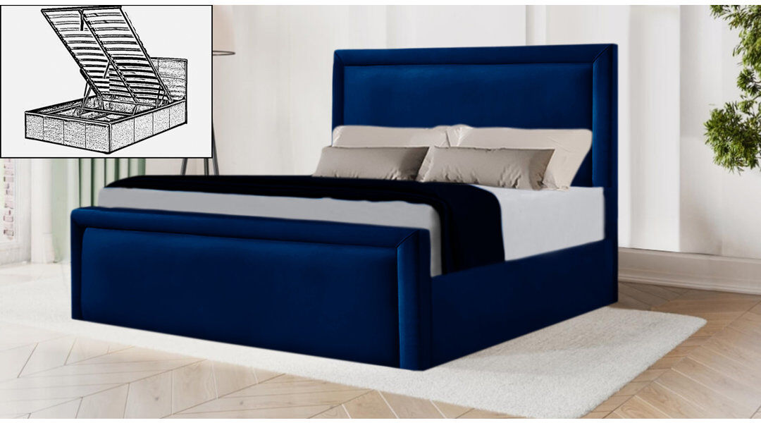 Brayden Studio Milan Upholstered Ottoman Storage Bed Blue Single (3')