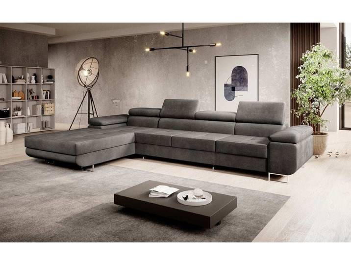 Designer Sofa Calvera Maxi mit Schlaf- und Klappfunktion Samt Rechts, 100 % echter Samt, 8 Farben, Stauraum, verstellbare Kopflehnen
