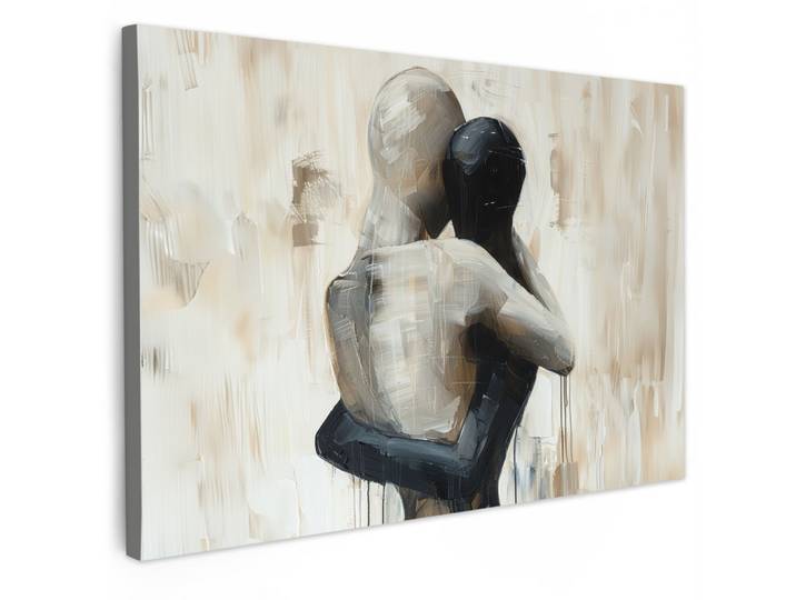 LEINWANDBILD Abstrakt - Liebe - Schwarz und weiß - Modern Gemälde 60x40 cm