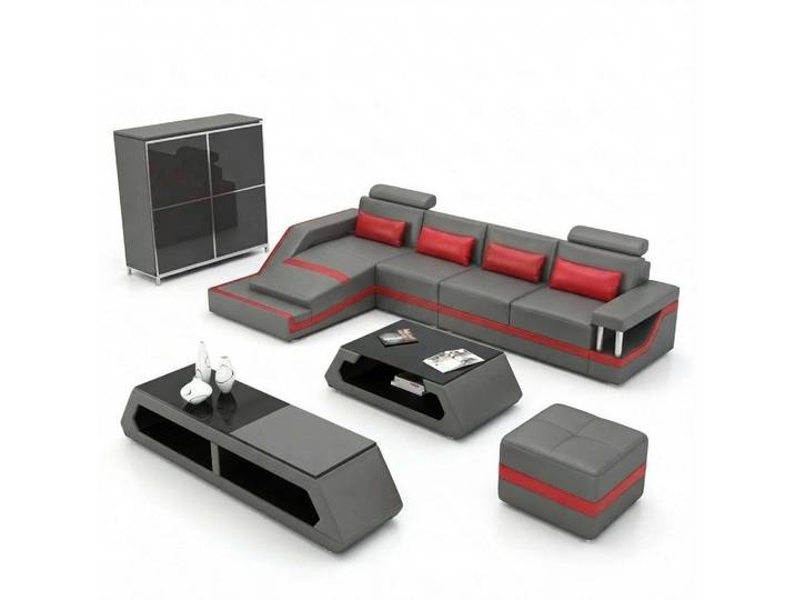 JVmoebel Ecksofa Designer Sofa HAMBURG III aus Leder mit USB-Anschluss, Made in Europa