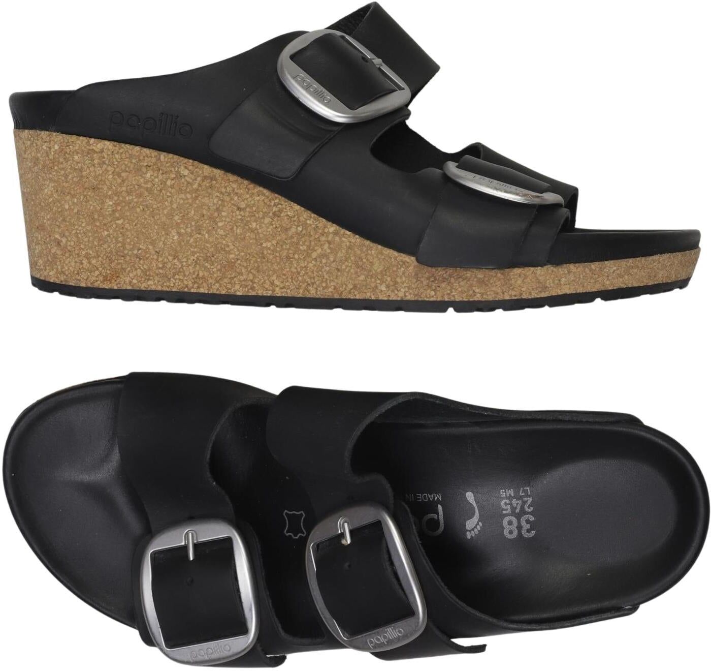 Papillio by Birkenstock Damen Sandalen, Schwarz, Gr. EU 38, kein / Etikett - Second Hand